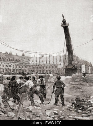 Ziehen Sie die vendôme Spalte während der Pariser Kommune, Paris, Frankreich 1871. Stockfoto