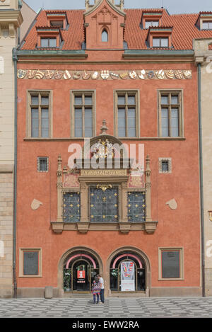 Prague Old Town Hall, Blick auf die Fassade des alten Rathauses (Staromestske Namesti) Gebäude in der Staro Mesto Prag, Tschechische Republik. Stockfoto