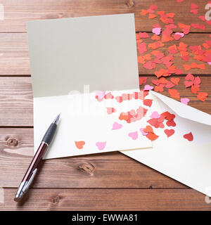 Leere Valentine Karte Zusammensetzung Stockfoto