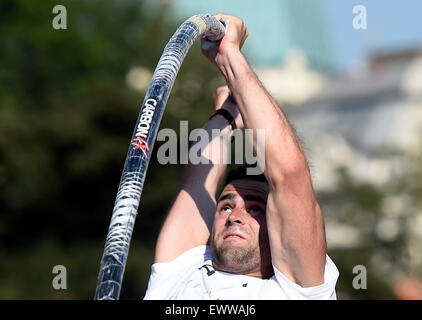 Prag, Tschechische Republik. 1. Juli 2015. Jan Kudlicka (CZE) in Prag Stab, sportliche Ausstellung treffen Pole springen auf 1. Juli 2015 in Prag, Tschechien. Bildnachweis: CTK/Alamy Live-Nachrichten Stockfoto