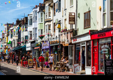 Bunte Geschäfte, North Laine, Brighton, Sussex, UK Stockfoto