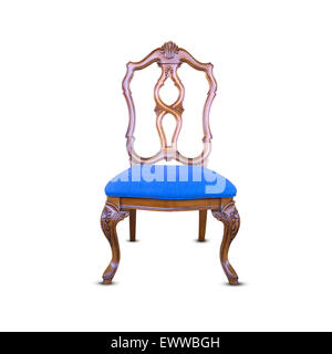 Objekte aus Holz Stuhl isoliert auf weißem Hintergrund. Stockfoto