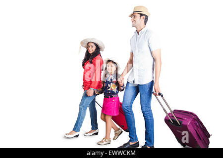 indische Eltern und Tochter Passagier-Flughafen-Vorbereitung Stockfoto