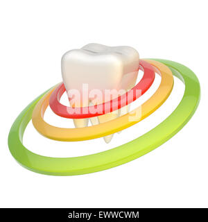 Zahn mit Ringen umgeben Stockfoto
