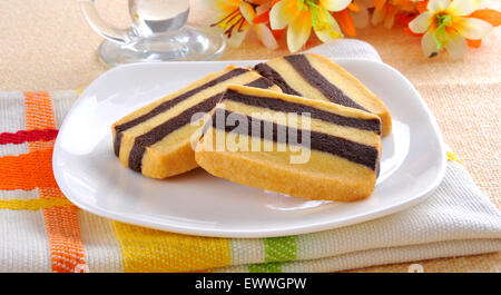 Traditionelle Shortbread mit Schokolade Streifen - 6 Stockfoto