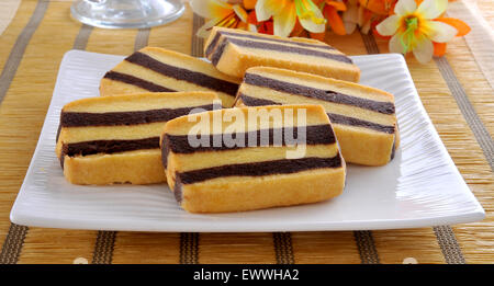 Traditionelle Shortbread mit Schokolade Streifen - 3 Stockfoto