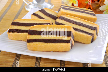 Traditionelle Shortbread mit Schokolade Streifen Stockfoto