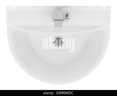 Draufsicht der keramische Badezimmer Waschbecken isolierten auf weißen Hintergrund Stockfoto
