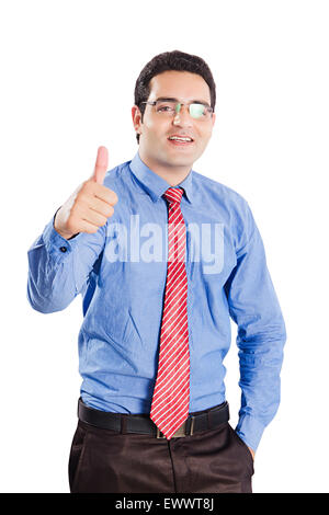 1 indische Business Mann Daumen nach oben zeigen Stockfoto
