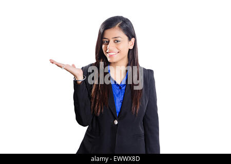 1 indische Geschäftsfrau hand Gesturing Stockfoto