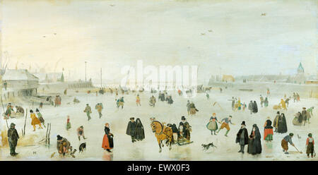 Hendrick Avercamp, eine Szene auf der Ice ca. 1625. Öl auf Holz. National Gallery of Art, Washington, D.C., USA. Stockfoto