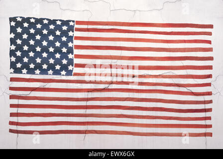 Amerikanische Flagge auf Wand Stockfoto