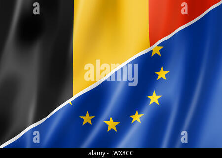 Gemischt, belgischen und Europäischen Union Flag, dreidimensional zu rendern, Abbildung Stockfoto