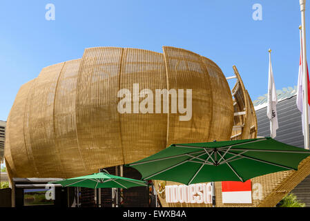 Mailand, Italien - Juni 24: Detail des Pavillons mit Peddigrohr Schilde, erschossen am 24. Juni 2015 bedeckt Mailand, Italien Stockfoto