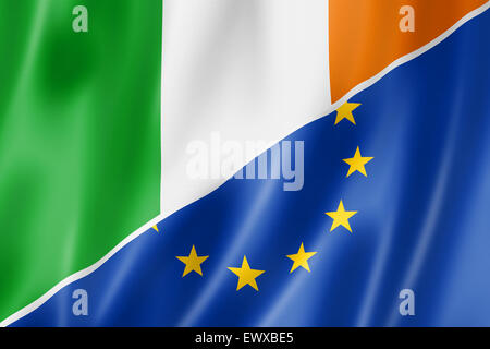 Gemischt, irischen und Europäischen Union Flag, dreidimensional zu rendern, Abbildung Stockfoto