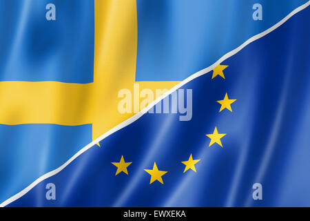 Gemischt, schwedische und Europäische Union Flag, dreidimensional zu rendern, Abbildung Stockfoto