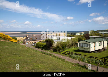 Beherbergungsbetriebe im Budle Bay, Northumberland Küste, England, UK Stockfoto