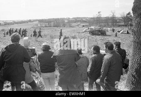 Sean Connery während der Dreharbeiten für den Film "Handlung" in Bracknell Lage. 6. April 1972 Stockfoto