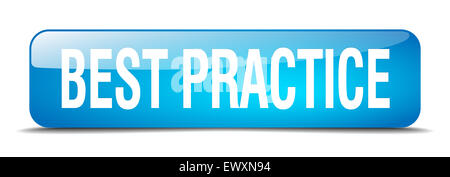 Best Practices blaue Quadrat 3d realistisch isoliert Web-Taste Stockfoto