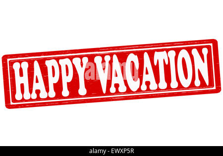 Stempel mit Text glücklichen Urlaub innen, Illustration Stockfoto