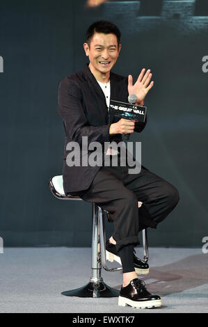 Peking, China. 2. Juli 2015. Schauspieler Andy Lau besucht die Pressekonferenz des Films "The Great Wall" in Peking, Hauptstadt von China, 2. Juli 2015. Regie: Zhang Yimou, dürfte der Film der globalen Bildschirm im November nächsten Jahres getroffen. © Li Xin/Xinhua/Alamy Live-Nachrichten Stockfoto