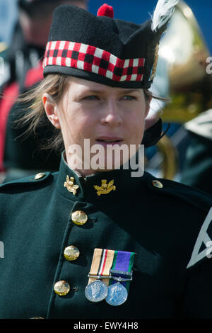 Eine Soldatin der 1st Battalion The Royal Regiment of Scotland, The Royal Scots Streckenabschnitt (1 Schotten) Stockfoto