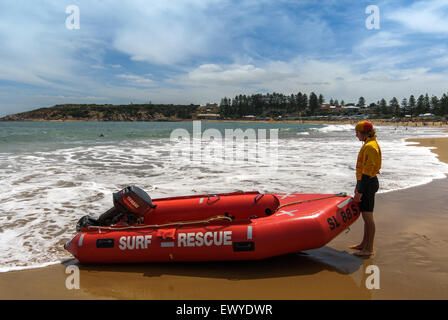 Rettungsschwimmer der Surf Rescue am Strand in Port Elliot, South Australia, Australien Stockfoto