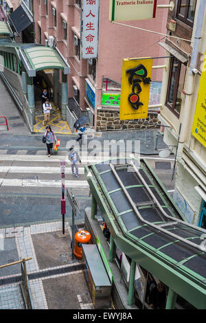 Das Central-Mid-Levels Escalator und Gehweg System in Hongkong Stockfoto