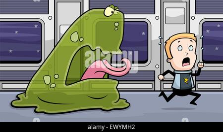 Ein Cartoon Raum Monster jagen ein Astronaut. Stock Vektor