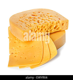 Käse auf einem weißen Hintergrund isoliert Stockfoto