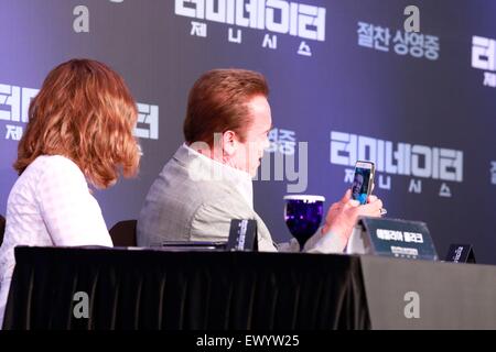 Seoul, Südkorea. 2. Juli 2015. Arnold Schwarzenegger besucht die Premiere der Terminator Genisys in Seoul, Korea am 2. Juli 2015. (FESTLAND CHINA UND SÜD KORIA HERAUS) Credit: Foto oben Corporation/Alamy Live-Nachrichten Stockfoto
