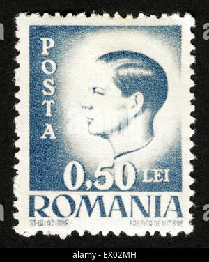 Rumänien - ca. 1946: Eine Briefmarke gedruckt in Rumänien, zeigt den König von Rumänien, Michael, ca. 1946 Stockfoto