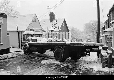 Aufnahmen im Schnee in Reading. 6. Februar 1986. Stockfoto