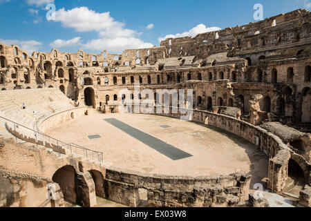 Ansicht des Amphitheaters, El Jem, Tunesien Stockfoto