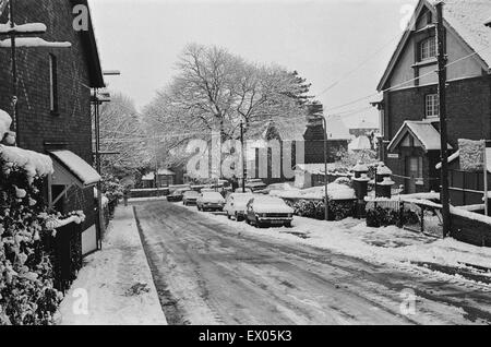 Aufnahmen im Schnee in Reading. 6. Februar 1986. Stockfoto