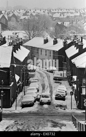 Aufnahmen im Schnee in Reading. 6. Februar 1986. Stockfoto