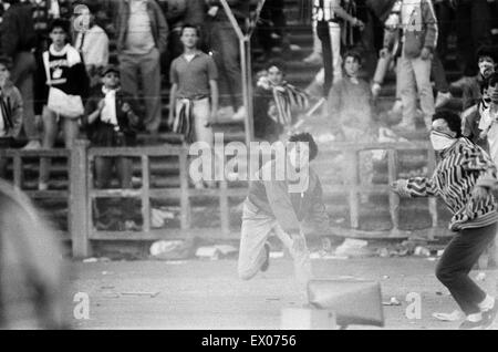 Juventus Turin 1: 0 Liverpool, Europacup-Finale 1985, Heysel-Stadion, Brüssel, Mittwoch, 29. Mai 1985. Menge Gewalt. Stockfoto