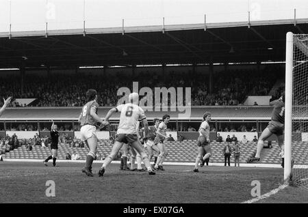 Birmingham 1-0 Leeds Division 2 Spiel, ausgetragen im St. Andrews Stadium. Gewalttätige Szenen am Ende nach Fans strömten auf den Platz. 11. Mai 1985. Stockfoto