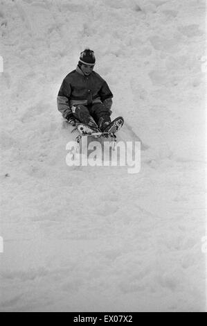 Aufnahmen im Schnee in Reading. 6. Februar 1986. Stockfoto