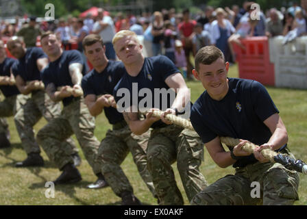 10 Trg Bn Inter Platoon Tug ' o ' Krieg, Abschied von der Garnison Festival, Bordon, Hampshire, UK. Samstag, 27. Juni 2015 (Forc bewaffnet Stockfoto