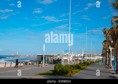 Promenade vor Plage Lalla Meryem, Ain Diab, Resort, Casablanca, Marokko, Nordafrika Stockfoto