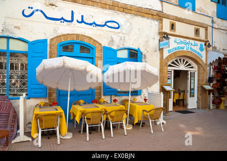Restaurant, Terrasse, Medina, Essaouira, Atlantik-Küste, Marokko, Nordafrika Stockfoto