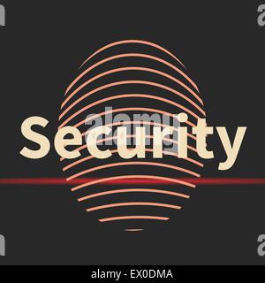 Fingerabdruck-Symbol mit Sicherheit Text. Stock Vektor