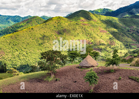 Traditionellen äthiopischen Bonga Waldhütte reserve im Süden Äthiopiens Stockfoto