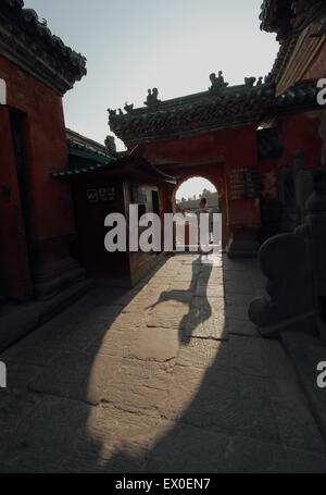 Taoistischen Mönch üben Wudang Kampfkunst im Wudang Gebirge, China am 17. April 2015. Stockfoto