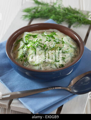 Mizeria. Polnischer Gurkensalat. Polen-Essen Stockfoto