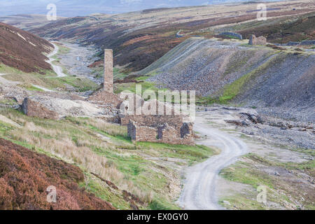 Die alten Bande führen Mine / roch-Mühle bei harte Ebene Gill, Swaledale, Yorkshire Dales, North Yorkshire, UK Stockfoto