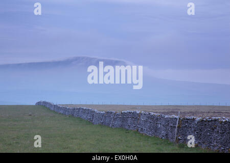 Pen-Y-Gent Blick spektakulär mit einer Obergrenze von Nebel, Horton In Ribblesdale, Yorkshire Dales, North Yorkshire, Großbritannien Stockfoto