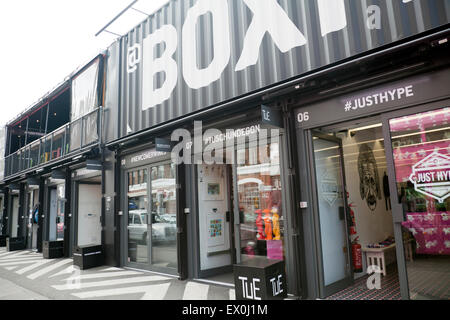 Boxpark Container-Shopping-Mall in Shoreditch - London-UK Stockfoto