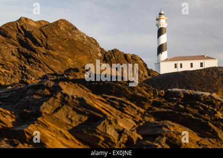 Favatix Leuchtturm. Minorca. Balearen-Inseln. Spanien. Europa Stockfoto